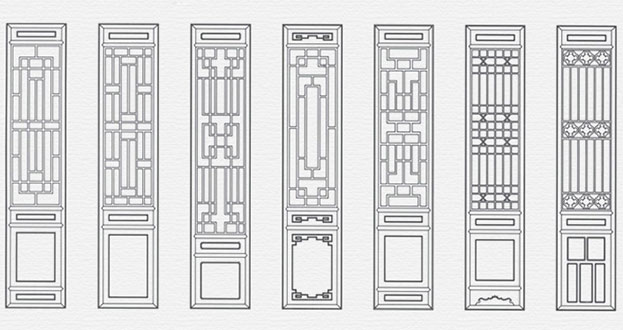 吴堡常用中式仿古花窗图案隔断设计图